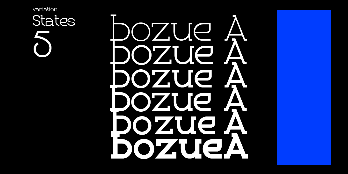 Beispiel einer Bozue Bold Oblique-Schriftart